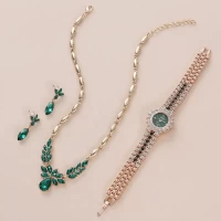 3-Piece Women's Quartz Watch, Necklace, and Earring Set